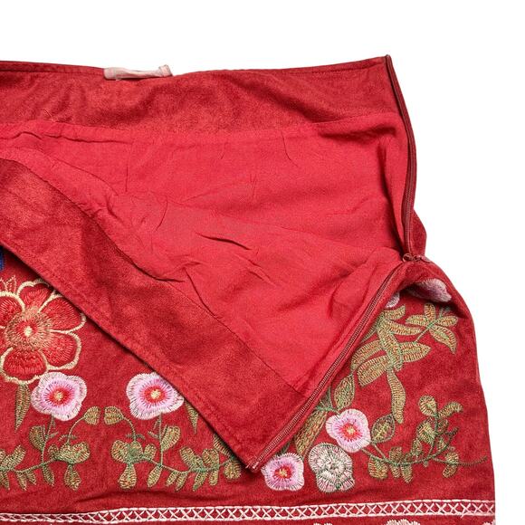 Altar'd State | Women | Vermillion Sueded Floral Pom Pom Mini Skirt | Medium - Picture 10 of 14